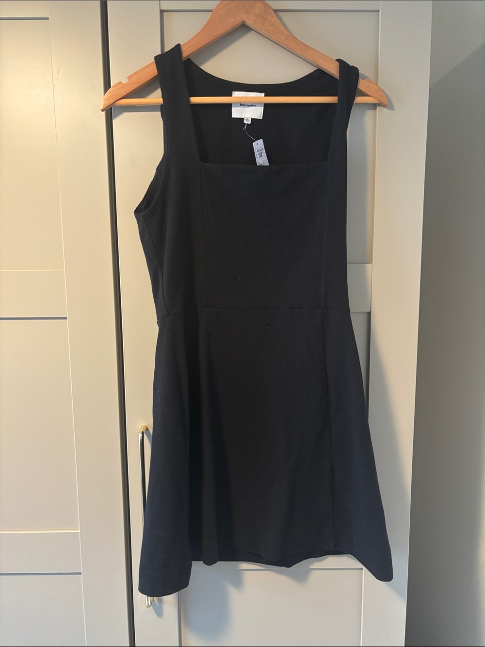 Reformation Black Square-Neck Mini Dress